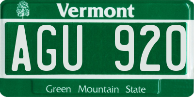 VT license plate AGU920
