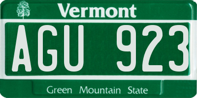 VT license plate AGU923