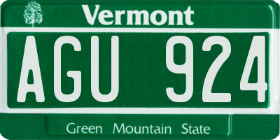 VT license plate AGU924