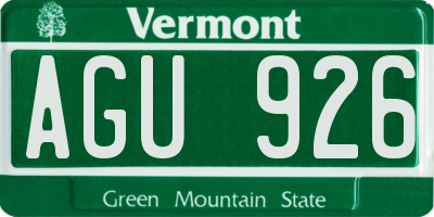 VT license plate AGU926