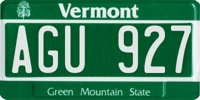 VT license plate AGU927