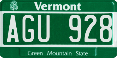 VT license plate AGU928