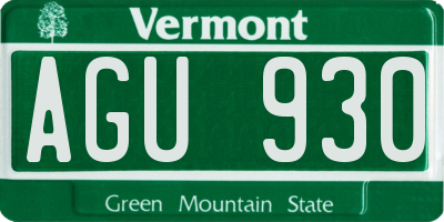 VT license plate AGU930