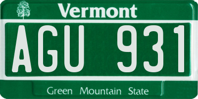 VT license plate AGU931