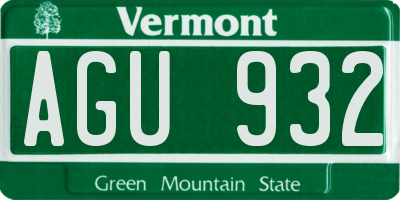 VT license plate AGU932