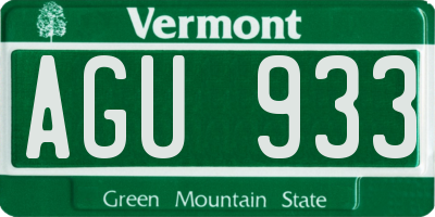 VT license plate AGU933