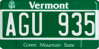 VT license plate AGU935