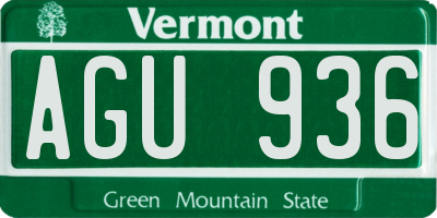 VT license plate AGU936