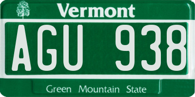 VT license plate AGU938
