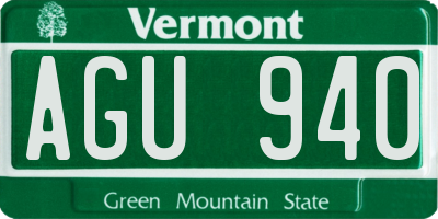 VT license plate AGU940