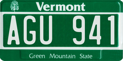 VT license plate AGU941