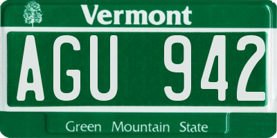 VT license plate AGU942