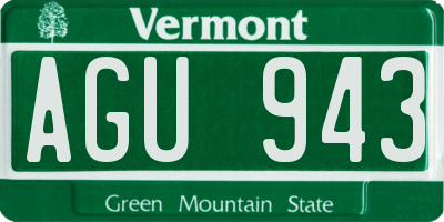 VT license plate AGU943