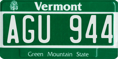 VT license plate AGU944