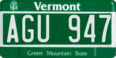 VT license plate AGU947