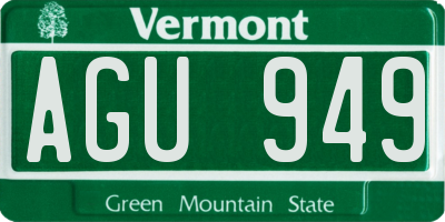 VT license plate AGU949
