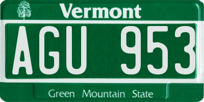 VT license plate AGU953