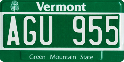 VT license plate AGU955
