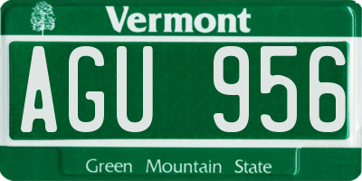 VT license plate AGU956