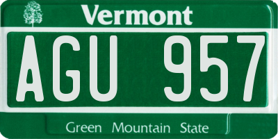 VT license plate AGU957