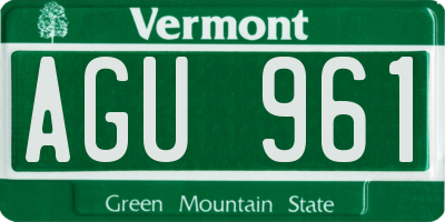 VT license plate AGU961
