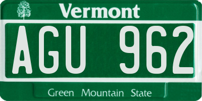 VT license plate AGU962
