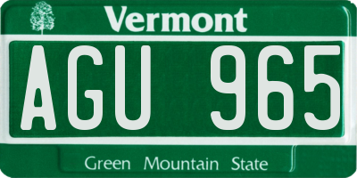 VT license plate AGU965