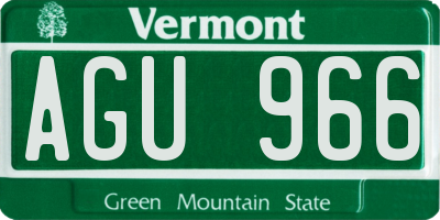 VT license plate AGU966