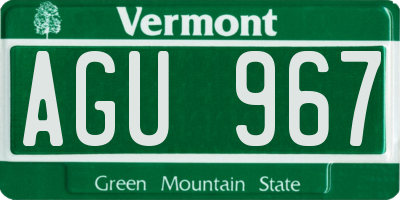 VT license plate AGU967