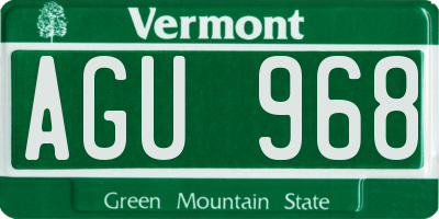 VT license plate AGU968