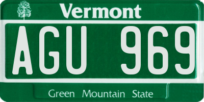 VT license plate AGU969