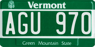 VT license plate AGU970