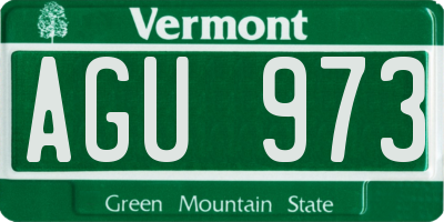 VT license plate AGU973