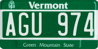 VT license plate AGU974