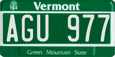 VT license plate AGU977