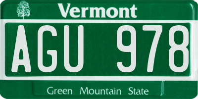 VT license plate AGU978