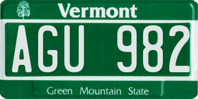 VT license plate AGU982