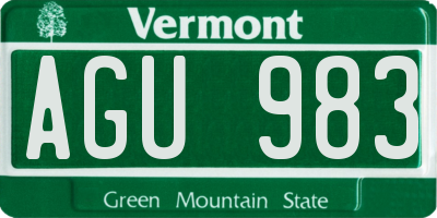 VT license plate AGU983