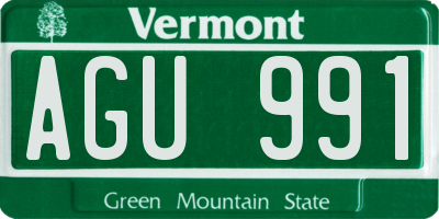 VT license plate AGU991