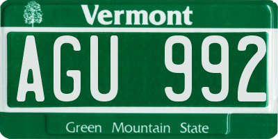 VT license plate AGU992