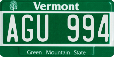 VT license plate AGU994