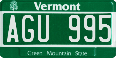 VT license plate AGU995