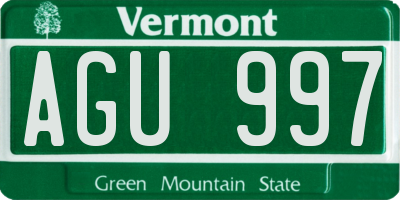 VT license plate AGU997