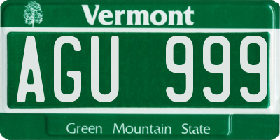 VT license plate AGU999