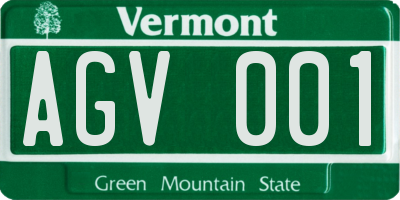 VT license plate AGV001
