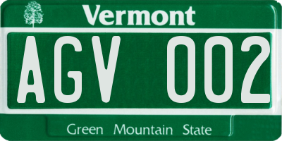 VT license plate AGV002