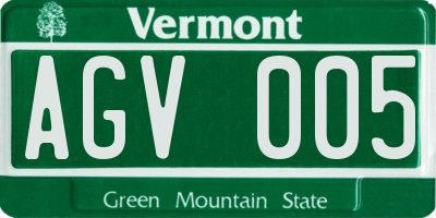 VT license plate AGV005