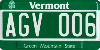 VT license plate AGV006