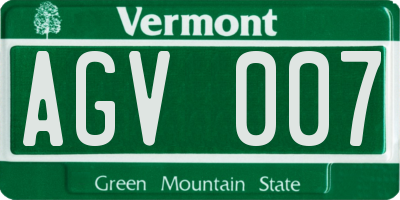 VT license plate AGV007