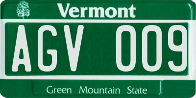VT license plate AGV009